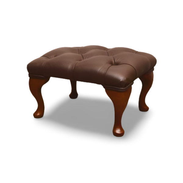 chesterfield queen anne footstool brown