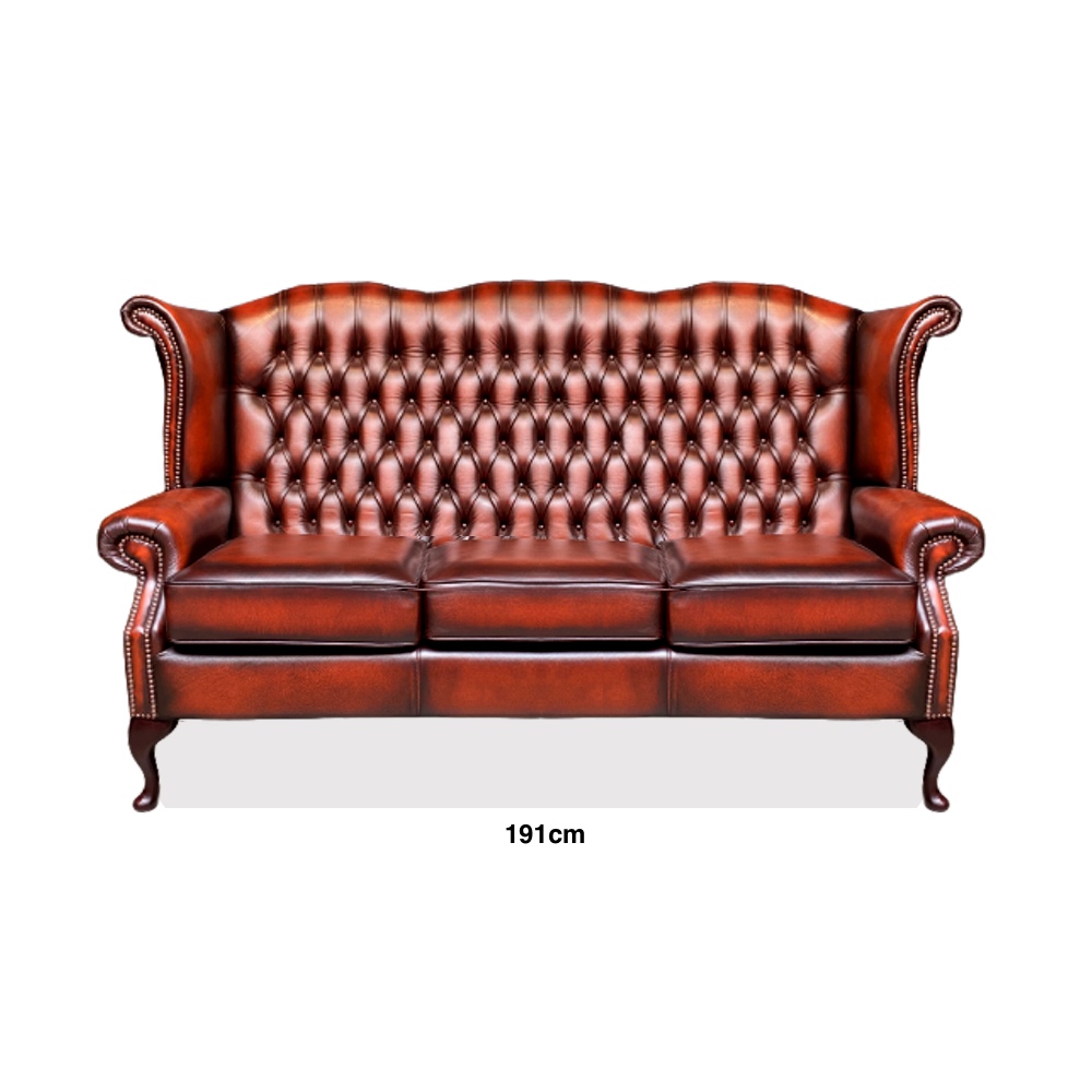 google-chesterfield highback sofa queen anne scroll chestnut rust drie persoons