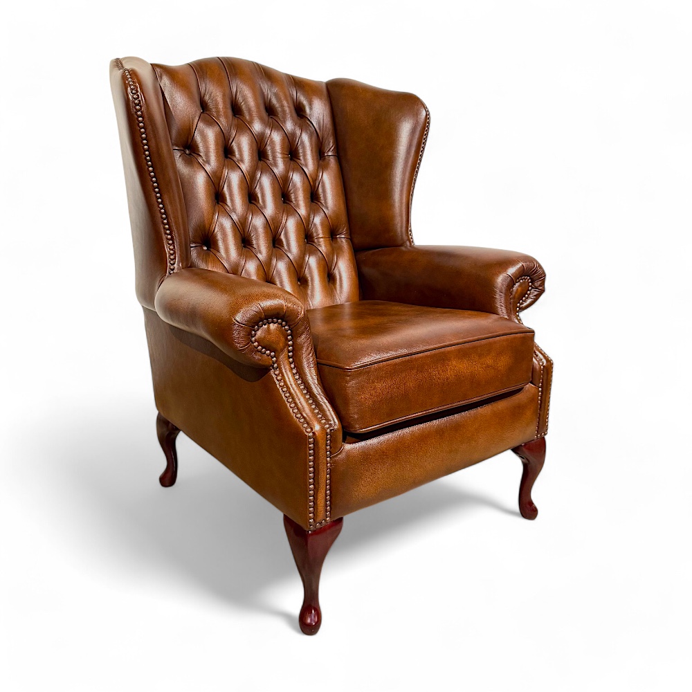 queen anne classic chesterfield stoel wing chair-2