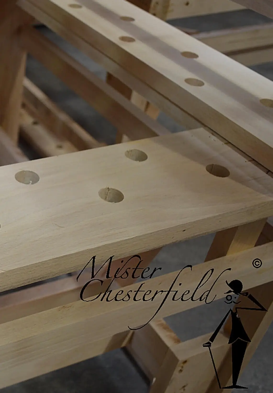 Chesterfield materialen hout frame beuken