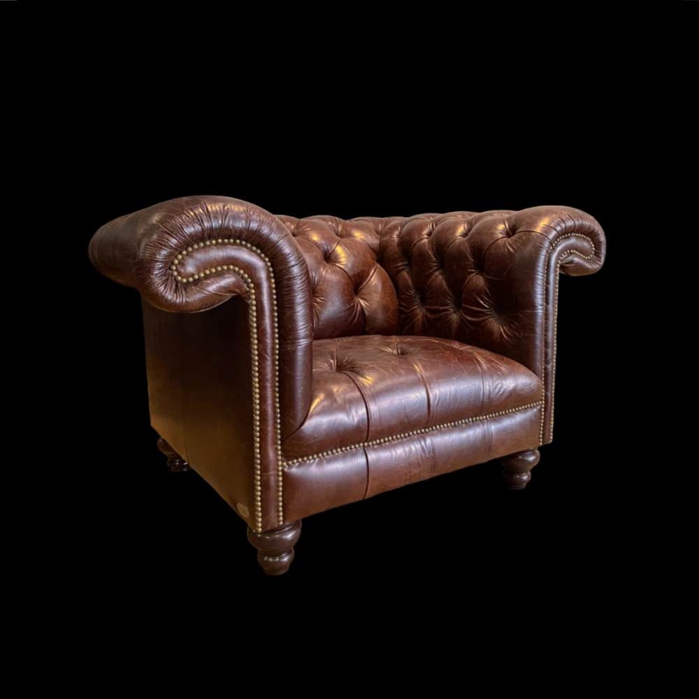 Brighton fauteuil in Tudor vintage mahogany rundleder