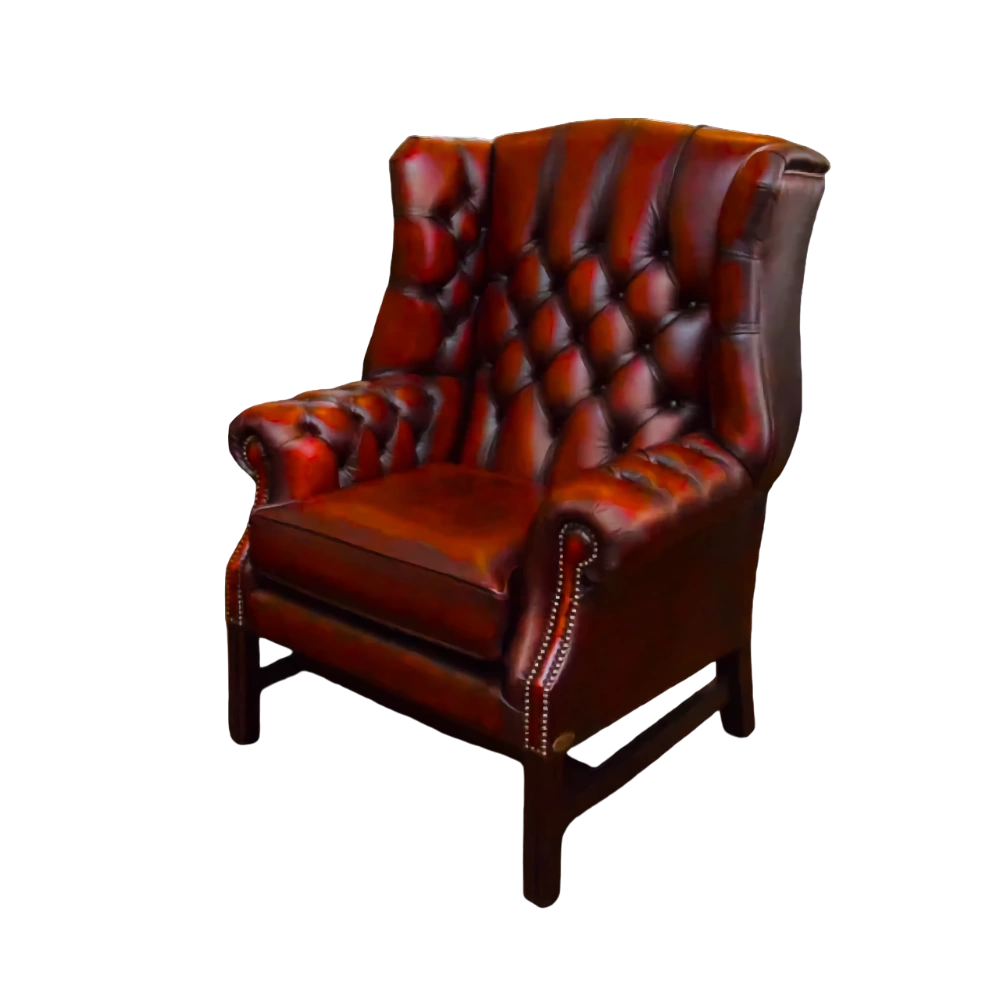 gebruikte-chesterfield-georgian high back rood oxblood chair fauteuil