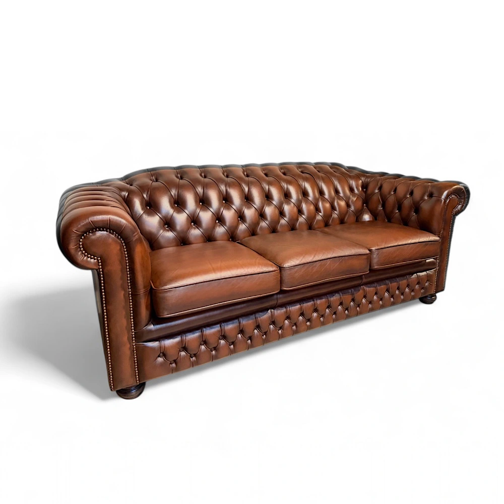 google chesterfield 200cm Blendale Antique brown zijkant